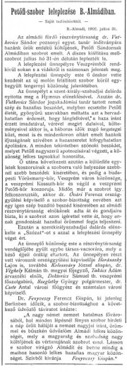 Petofi-szobor leleplezese cikk.jpg